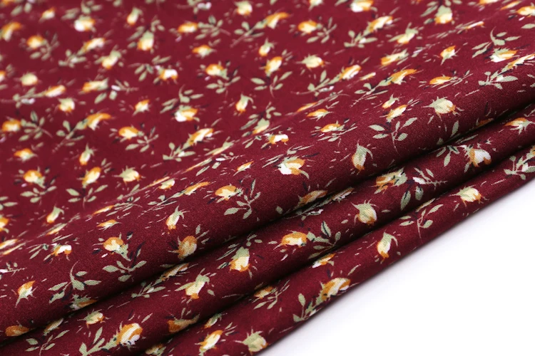 New Design 100 Rayon Floral Print Rose Pattern Woven French Dress 