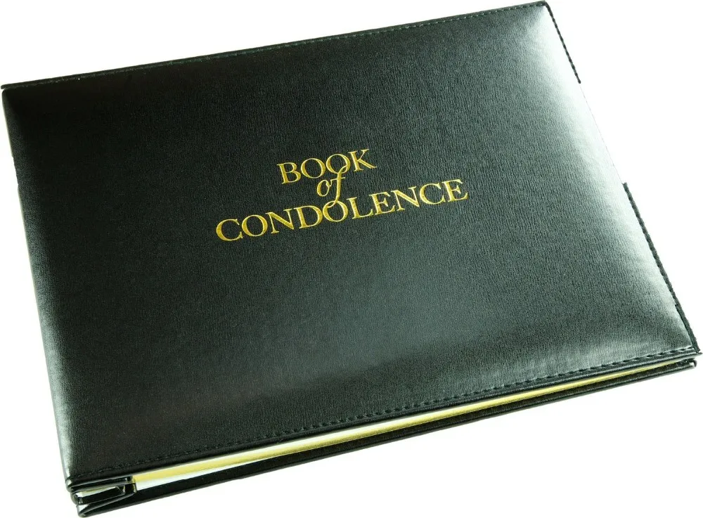 Professional Custom Loose Leaf Black Funeral Guest Book Leather Cover