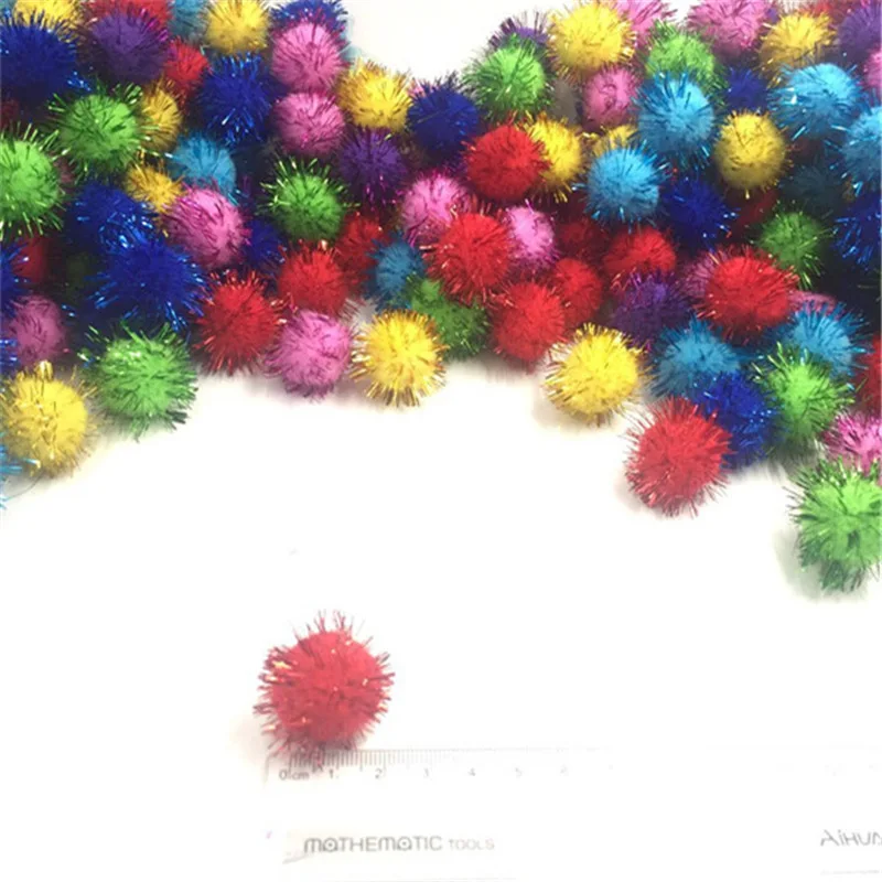 Wholesale Multicolor Diy Arts Craft Glitter Tinsel Pompoms 20mm