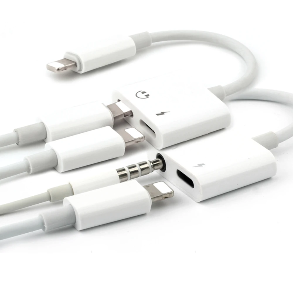 

2 in 1 mobile phones 3.5mm Usb Charging Cable Audio Adapter For iphone, White