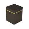 Custom Size Logo Printing Matte Black Lift Off Cube Rigid Cardboard Paper Candle Holder Box Packaging