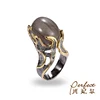 Special Handmade Hairstone 925 Sterling Silver Ring with Black Gold Plated