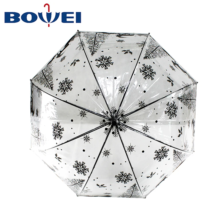 Flower printing Straight Umbrella POE straight clear printing Umbrella