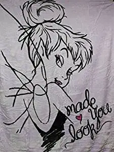 Disney Tinkerbell -MADE YOU LOOK - Royal Plush Raschel Throw Blanket 60 inch x 80 inch