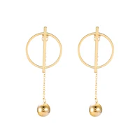 

E-671 xuping jewelry stainless steel simple korean style fashion round earring 24k gold plated charm women dangling earring