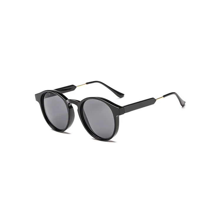 

Cheap Promotional Black Round Frame Men Sunglasses With Printed Logo, Any colors is available