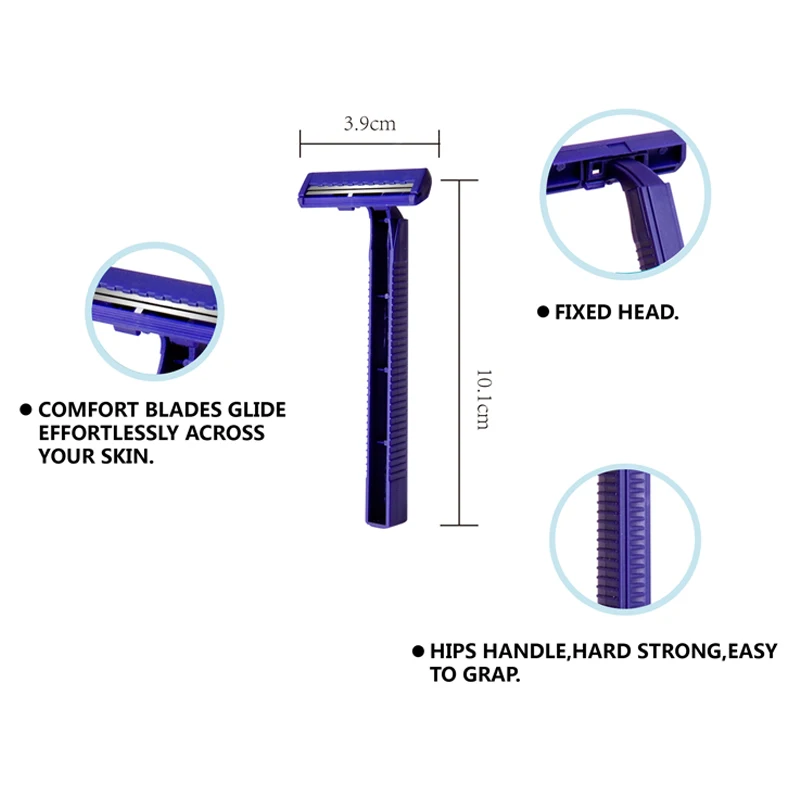 Stainless Steel 2 Blade Razor Plastic Handle Men Shaving One Time Razor