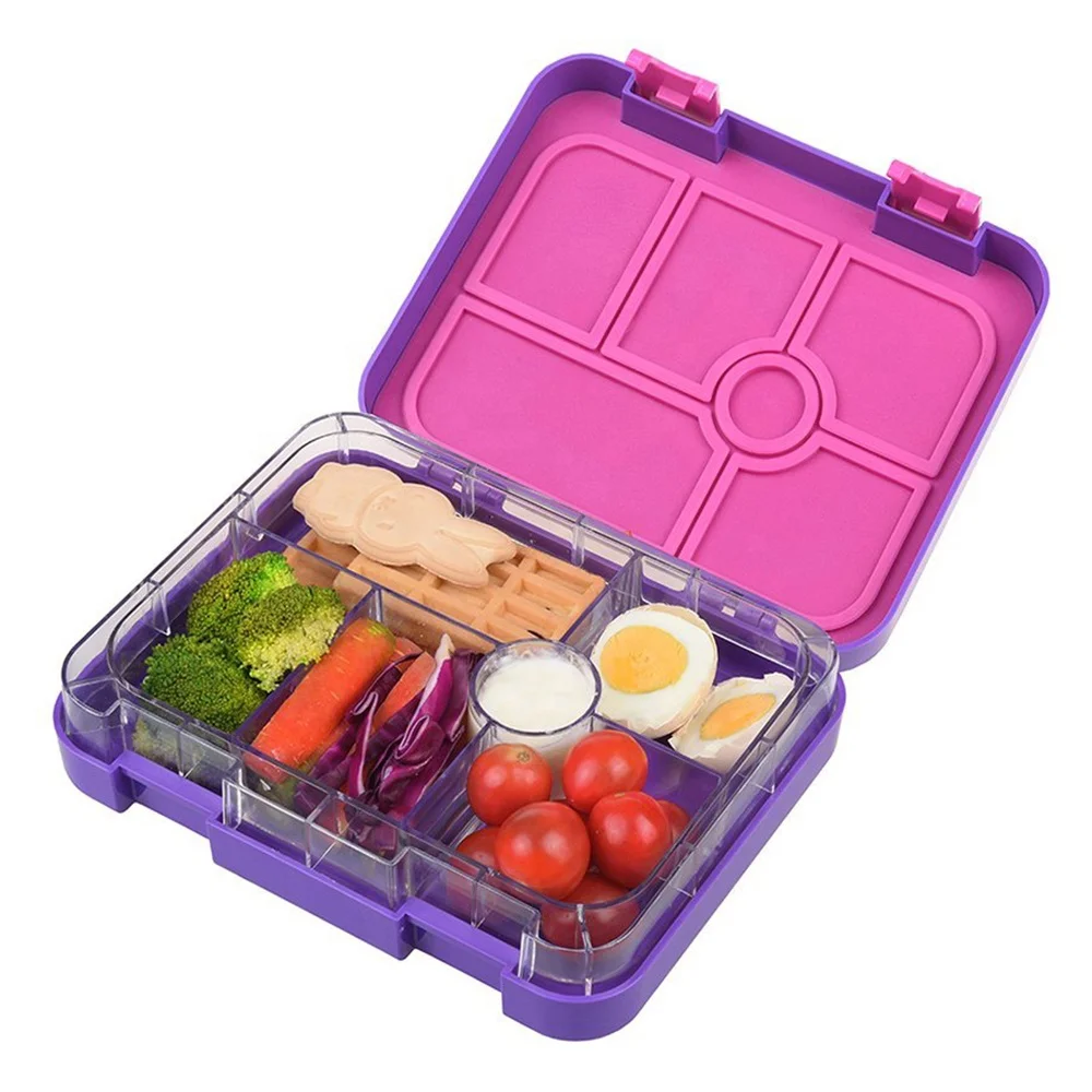 

Adults 6 Compartment Leakproof Bento Lunch Box, Pink;blue;purple