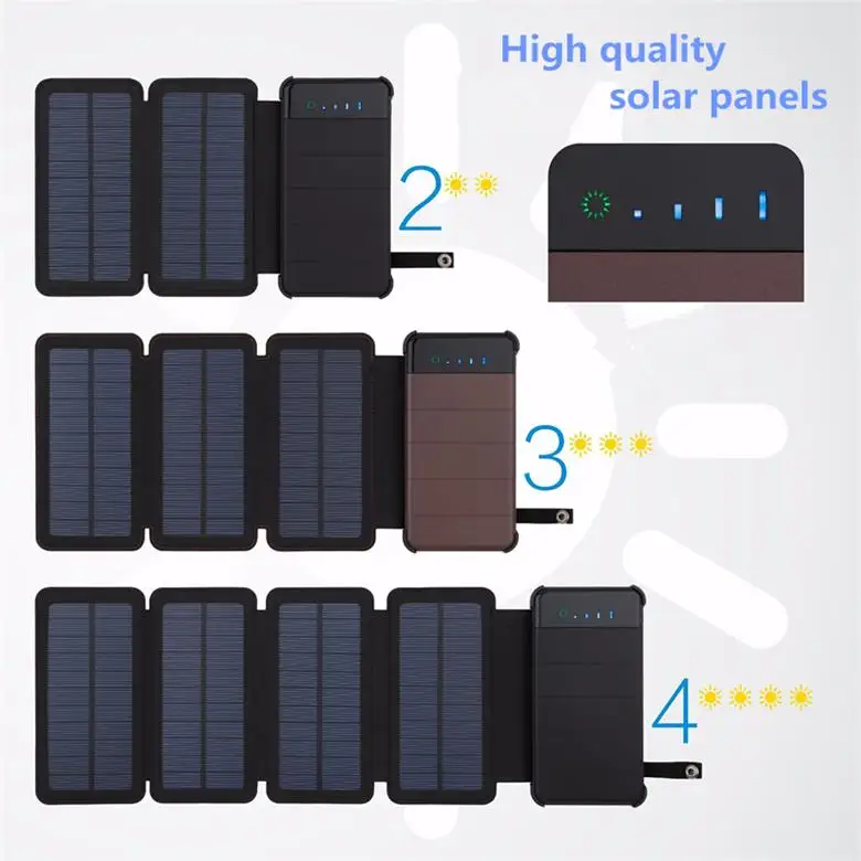 

100% Full Charging by Sunlight Customersized Solar Cellphone Power Bank 8000mah, Foldable Solar Panel Power Bank