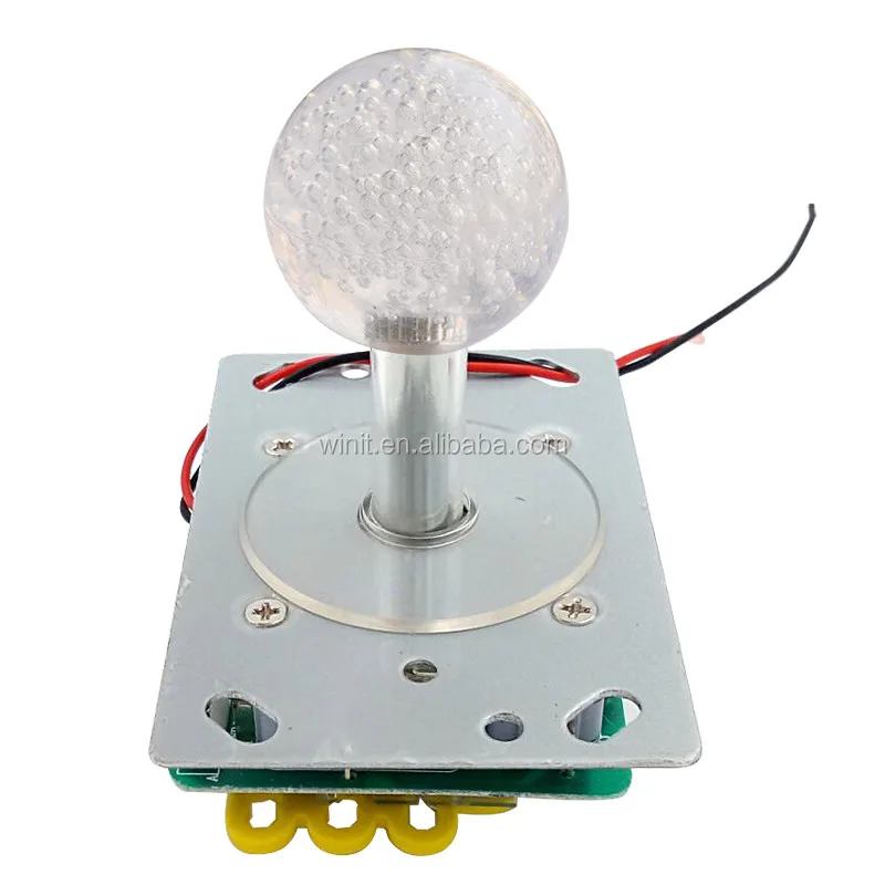 China Manufacturer DIY Arcade Game Machine Parts LED Illuminated Crystal Ball Top 4 Way Arcade Fighting Game Joystick