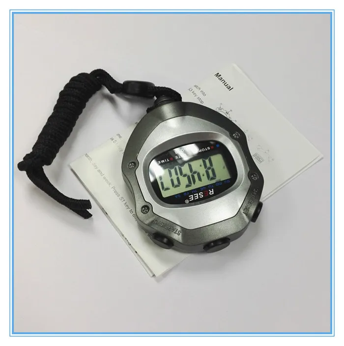 High Accuracy 0.01 1/100 Second Minimum Unit Silver Digital Stopwatch