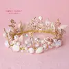 Bride pearl rhinestone tiara crown headdress wedding hair accessories jewelry shells conch hair crown for bridal