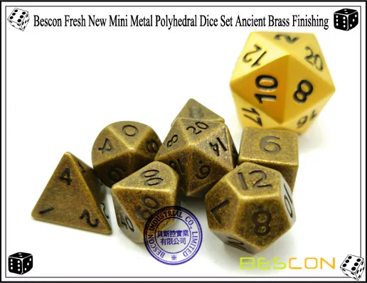 Conjunto de Dados de Metal Bescon Mini Sólido Bronze Antigo Metal Poliédrico d & Rpg Diminuto Dados 7-sets 10mm 11 Cheap Jogos de estratégia