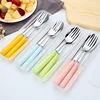 Travel/Camping/Gift Ceramics Handle Stainless Steel 3 Pcs Cutlery Set