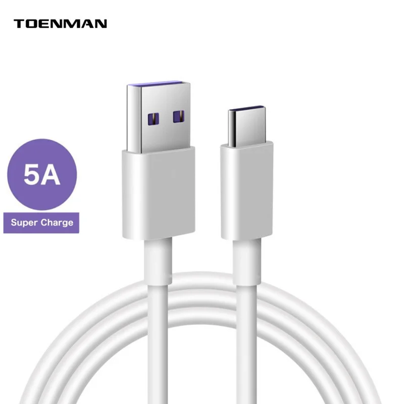

5A Fast Charging Data Sync Type C Charger USB Cable For Android Mobile Phone Type-C Charger Cable, White