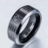 MECYLIFE Cross Praying Bible Men's Black Tungsten Ring
