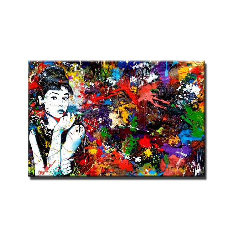 

Audrey hepburn abstract acrylic pop modern art canvas oil painting wall art, Picture shows