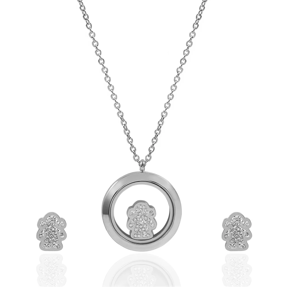 

stainless steel jewelry set wedding necklace and earring sets zircon pendant necklace