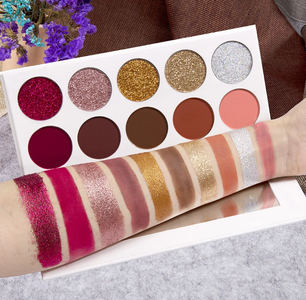 Wholesale 10 Colors Glitter Eyeshadow Cosmetics Palette For Makeup With