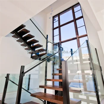 Interior Glass Railing Single Steel Beam Stairs Straight Staircase Buy Indoor Steel Stairs Glass Wood Stairs Glass Stair Railing Pillars Product On