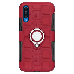 Ice Cube Armor Case Ring Holder Shockproof PC Back Cover Protective Phone Accessories for Samsung A3/A5/A7/A8/A9/A30/A50/A70