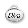 Free Shipping Fashion Silver Oval Engraveable Word Charms Carved Diva Charm