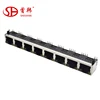 RJ45 socket 1x8 network with female socket LED lamp with a horizontal curved plug 8 net ports with lamp