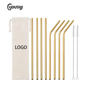 Image of 304 stainless steel metal straw cleaning brush,reusable straw set with pouch