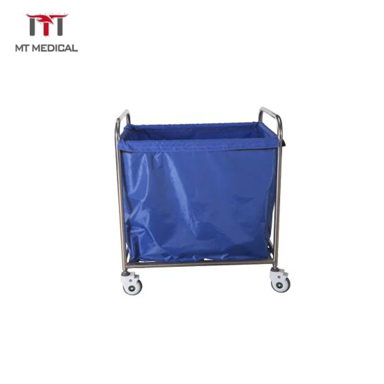 SS Medical Hospital Single Cleaning Laundry Trolley Rubbish Garbage Sorting Movable Vehicle Cart