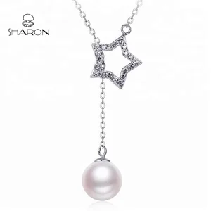 Wholesale China High quality Natural Pearl Sterling Silver Jewelry 925 Pendant Star Necklace For Women