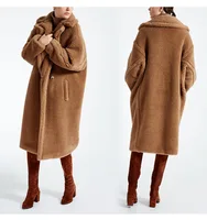 

Women lambs Wool Coat high quality winter Faux Shearling Teddy Furry cashmere fashion fur long Coat jacket outwear parka coat