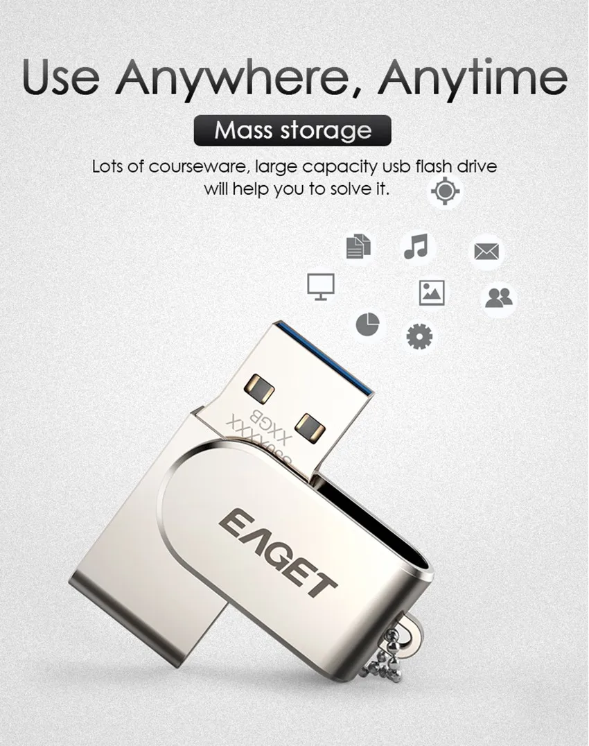 EAGET S30 16/32/64GB USB Flash Drive Memory Stick USB 3.0 Metal Mini Flash Disk Memory Pendrive External Storage - ANKUX.COM