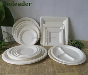 Image of Eco Biodegradable Disposable Sugarcane Bagasse 6,7,8,9 inch Plates