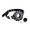 Leather Belt Stainless Steel with Cover Plug Mask O-Ring Mouth Gag Oral Accessories for Couples Women Fetish Bondage Restraint