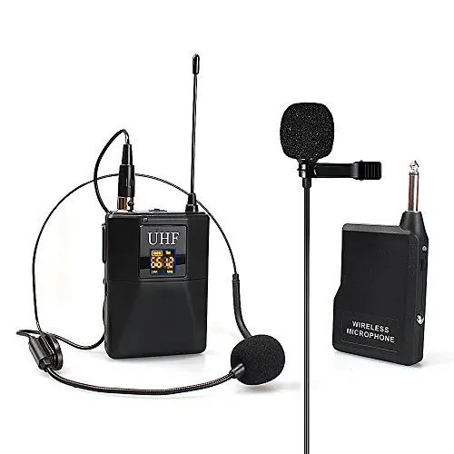 

Dual UHF Omnidirectional Lavalier Mic and Headset Mic Microphone System