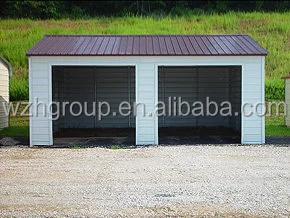 Double Sloped Brick Color Roof White Wall Steel Garage Buy Steel