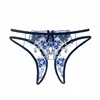 Factory Sale Women Sexy Lingerie G-string Thongs Open Butt Embroidery Panty Transparent
