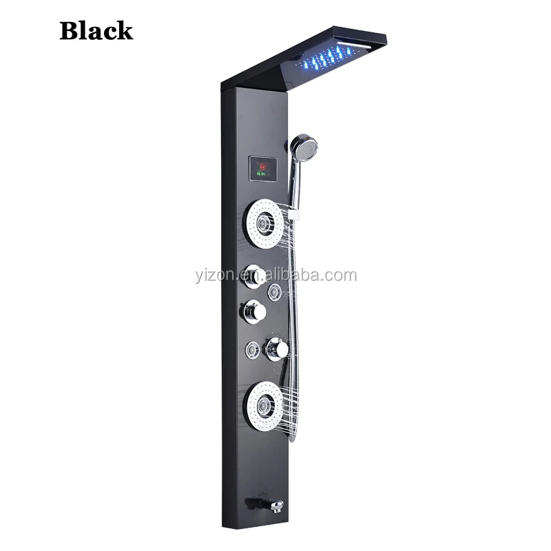 Yizon Brushed Nickel Shower Column Panel Wall Mount Massage Jets Para