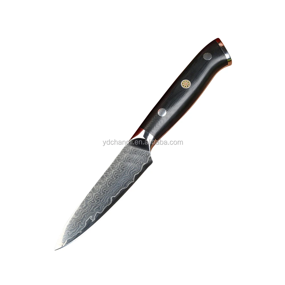 
Japanese damascus kitchen knife set with G-10 handle 