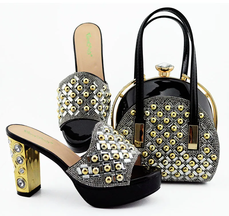 

2019 Italian bag and shoes set shoes and matching purse for women party African Shoes for Women High Heels Party Pumps