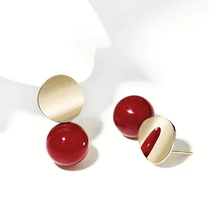 925 silver Earring  hotsale red pearl 2019 new earrings female Korean Luxuries Style Earring for Wedding