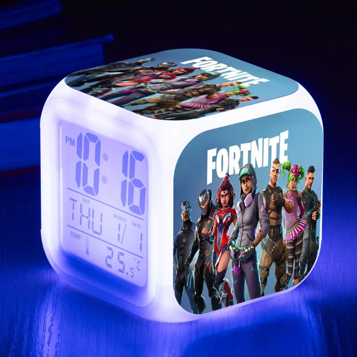 

87 styles Anime Game Fortnite 7 Color Glow Change Digital LED Alarm Clock for Kids Gifts, N/a