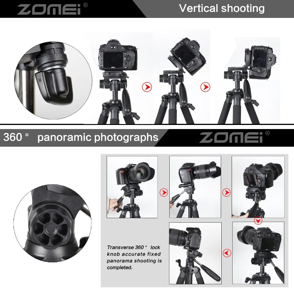 Zomei Q111 light Travel Aluminum Tripod for SLR Camera