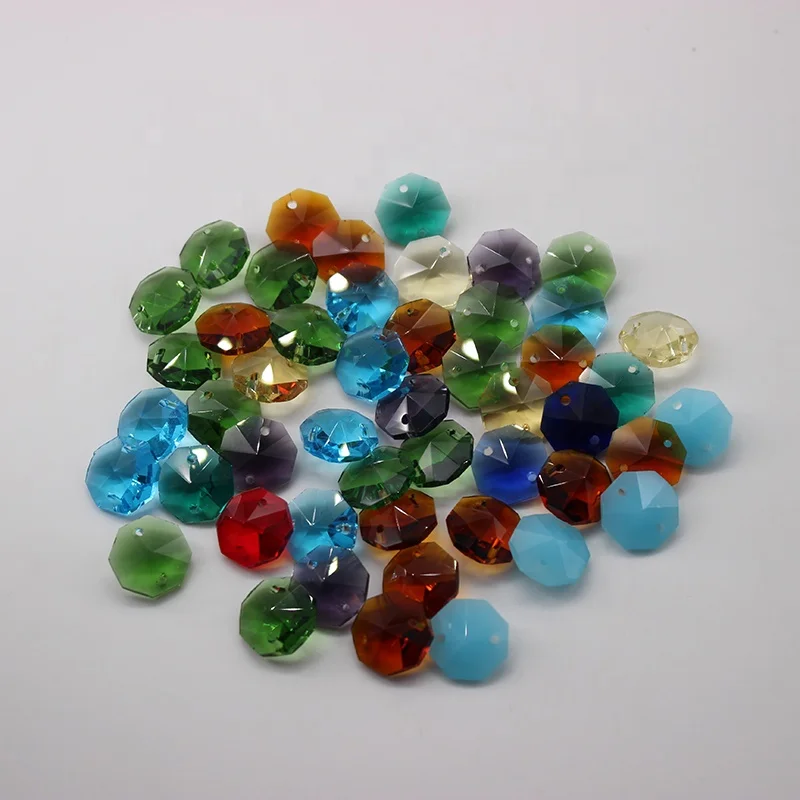 

14mm Original Color Glass Crystal Octagon Beads for Chandelier Decorating