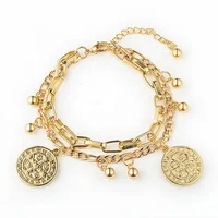 

Marlary Customized Fashion Jewelry Women Lucky Coin Gold Plated Charm Bracelet Femme