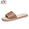 2018 Latest Fashion Sexy Ladies Safety Shoes Flat Slide Diamond PVC Woman Slipper