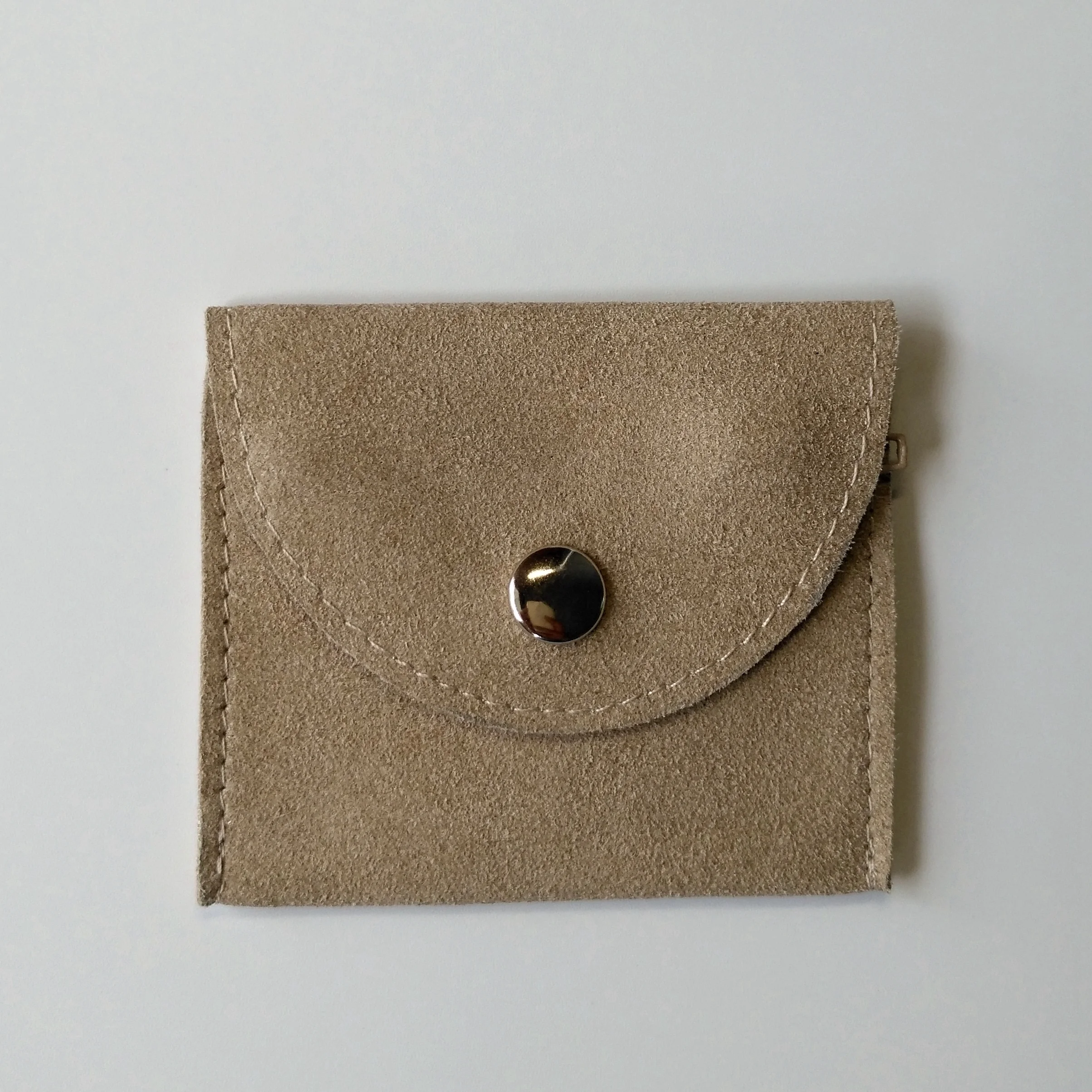 
Snap button jewelry holder envelope suede pouch 