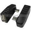 Right Angle 90 Degree OTG USB 2.0 Female to 5 Pin Male Micro USB Connector for Cell Phone Smart PC Laptop