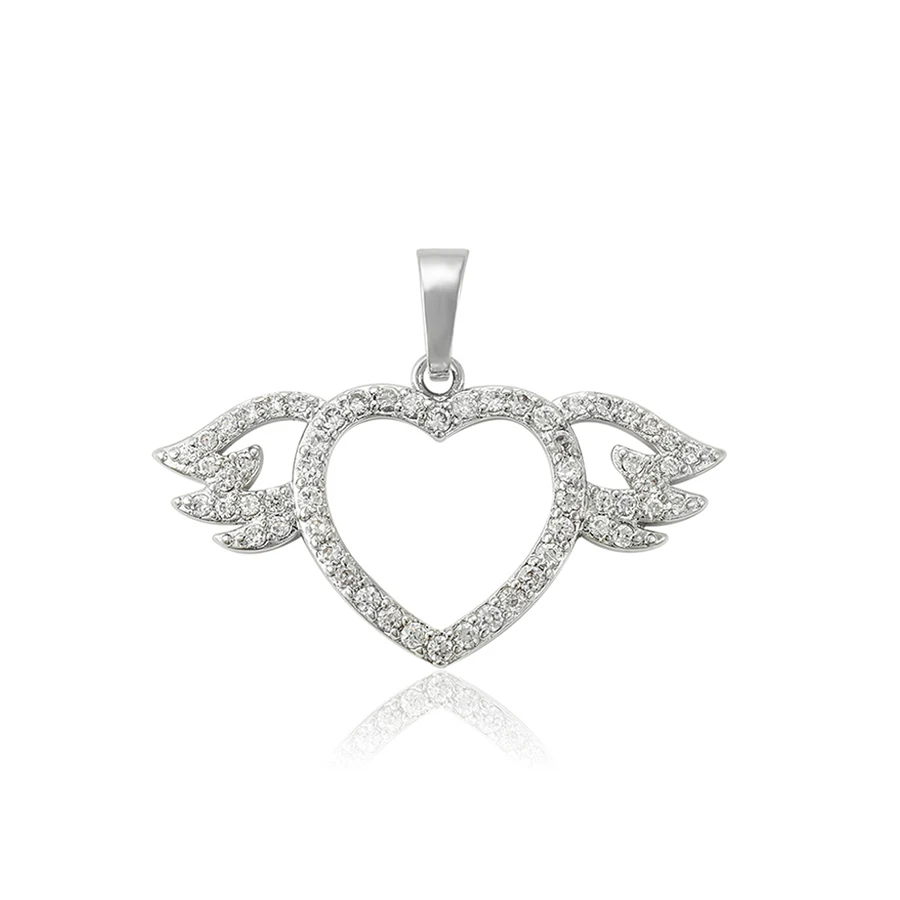

30976 xuping fashion women jewelry winged angel heart shaped pendant with zircons for sale, Rhodium color