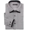 high quality black and white stripes shirt long sleeve man shirt,double collar men button-down dress shirt